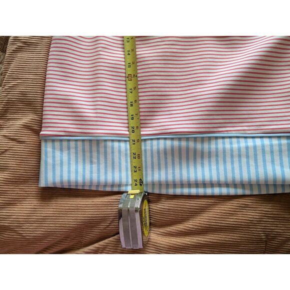 NWT Addison Bay Large Double Knit Alley Quarter Zip Guava Baby Blue Stripe L - Picture 6 of 6